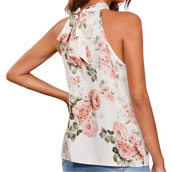 Floral Print Tie Back Halter Blouse Size 8/10 L - Picture 3 of 7